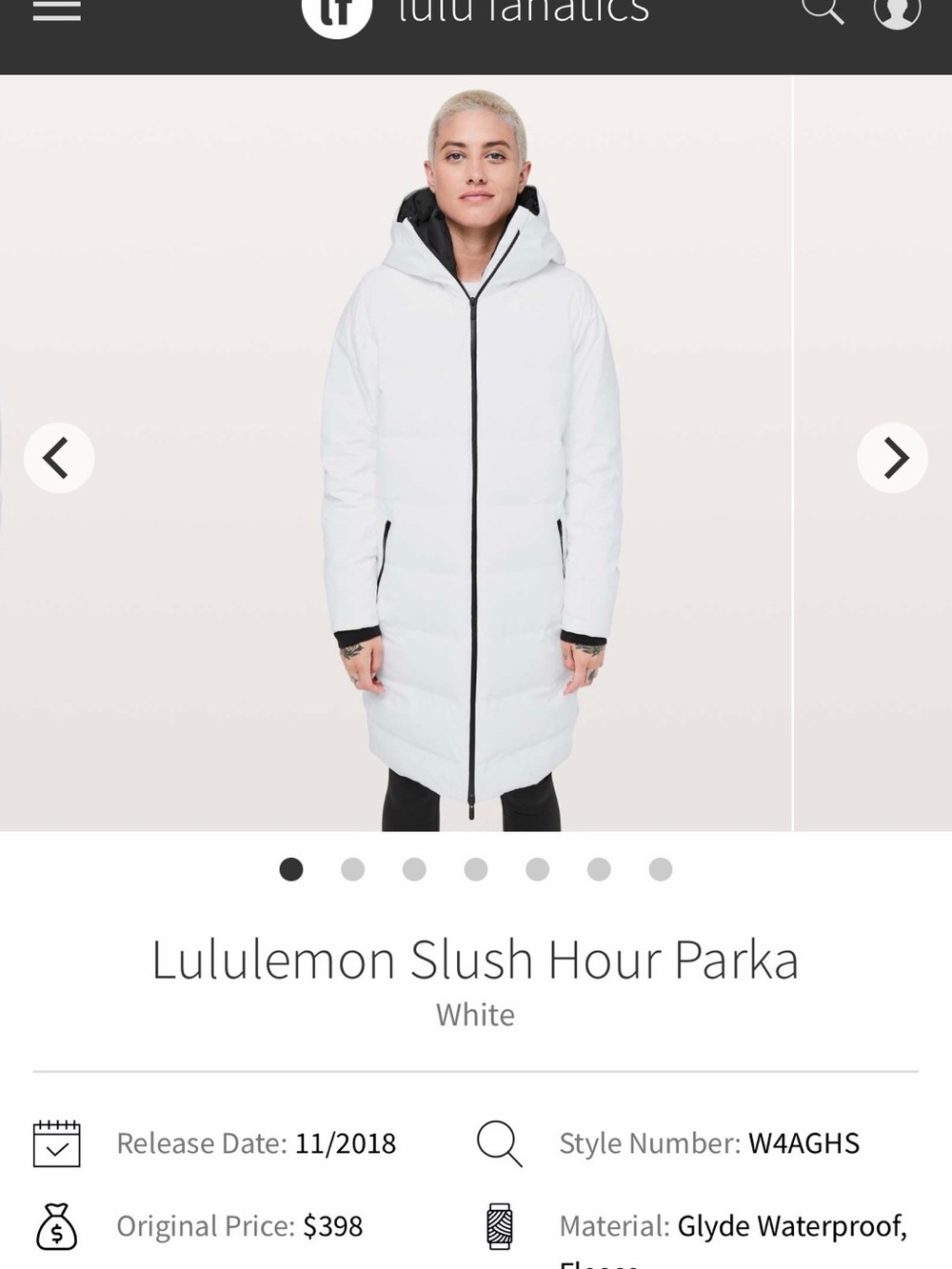 lululemon athletica White Hooded Insulated Puffer Coat